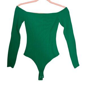 Forever 21 Jade Green Thick Ribbed Long Sleeve Bodysuit NEW M